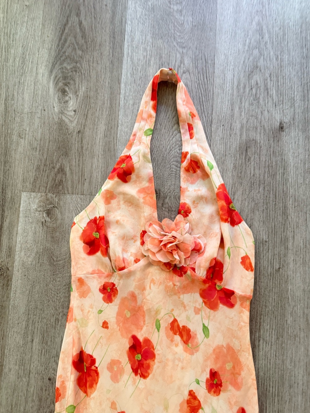 astra the lable yasmeen orange floral halter deep v-neck maxi summer dress small - Picture 4 of 5